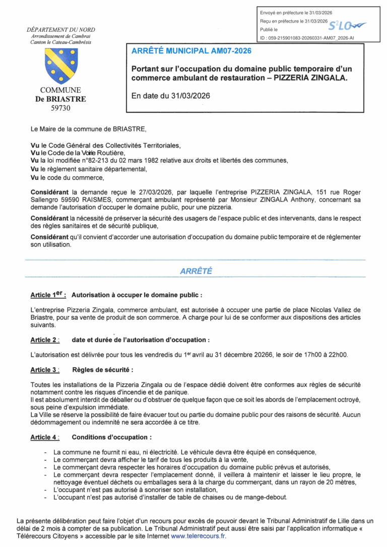 AM07-2026 Portant sur l’occupation du domaine public temporaire d’un commerce ambulant de restaurati-1